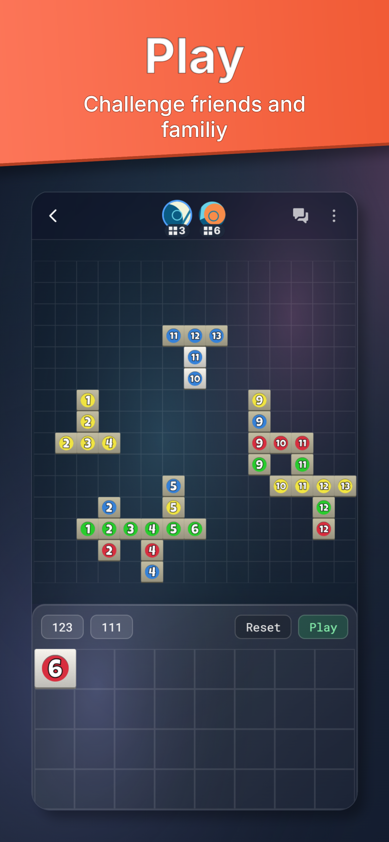 Jembo game board mid-match with placed tiles